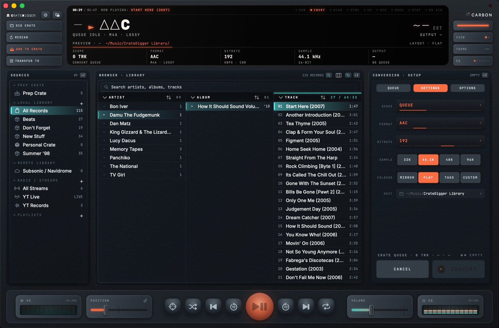 CrateDigger batch conversion Patch Bay view