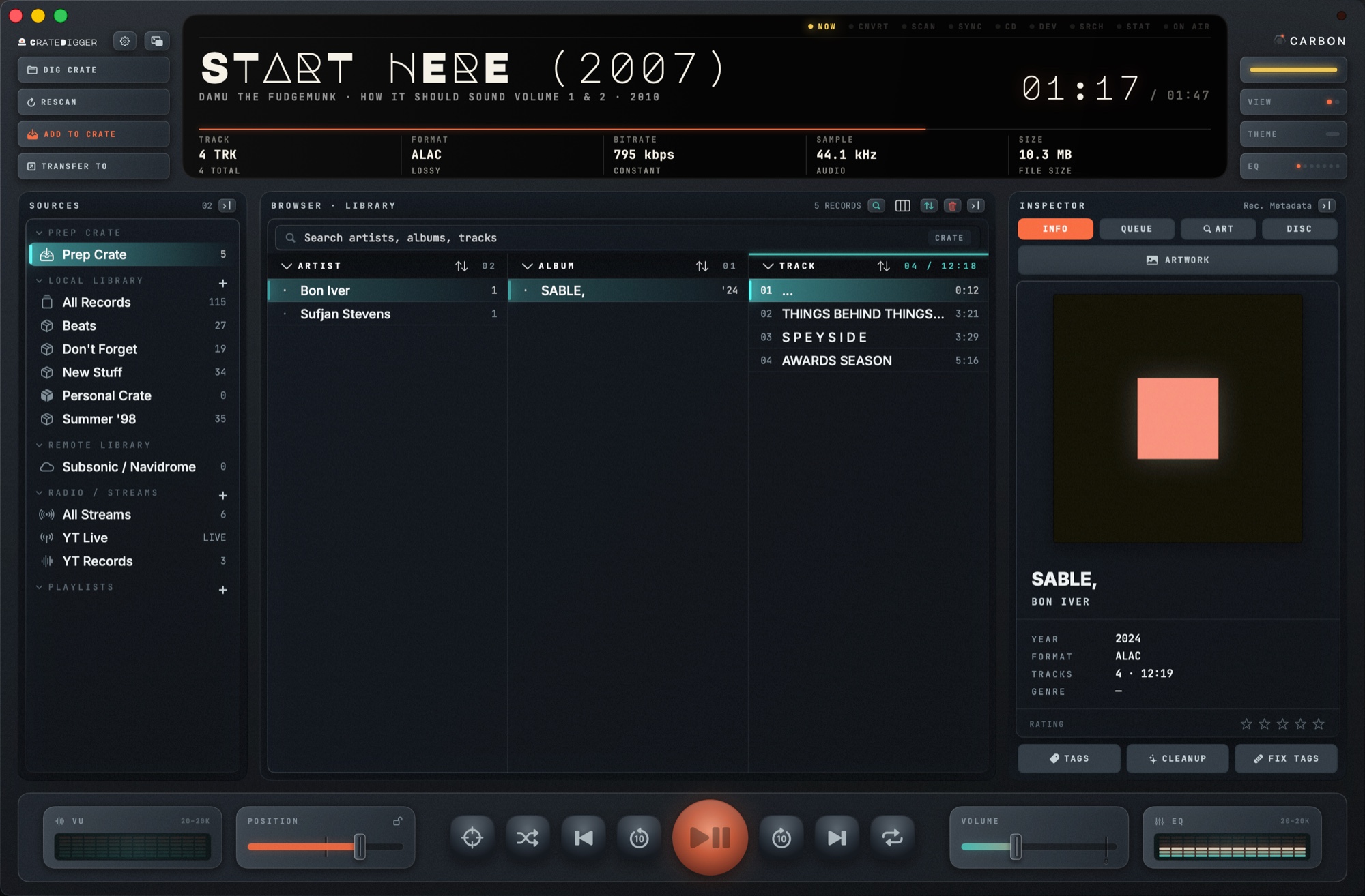CrateDigger Prep Crate staging sidebar